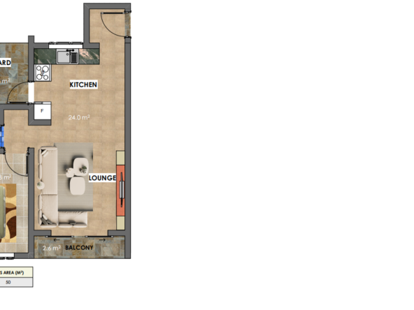 1 bedroom floor plan