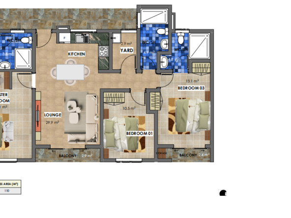 2 bedroom floor plan